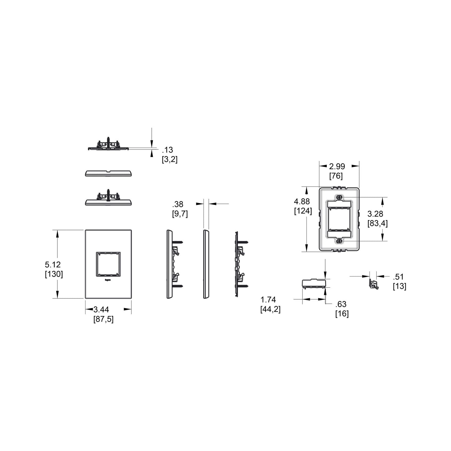 adorne® Plastics Wall Plate - line drawing.