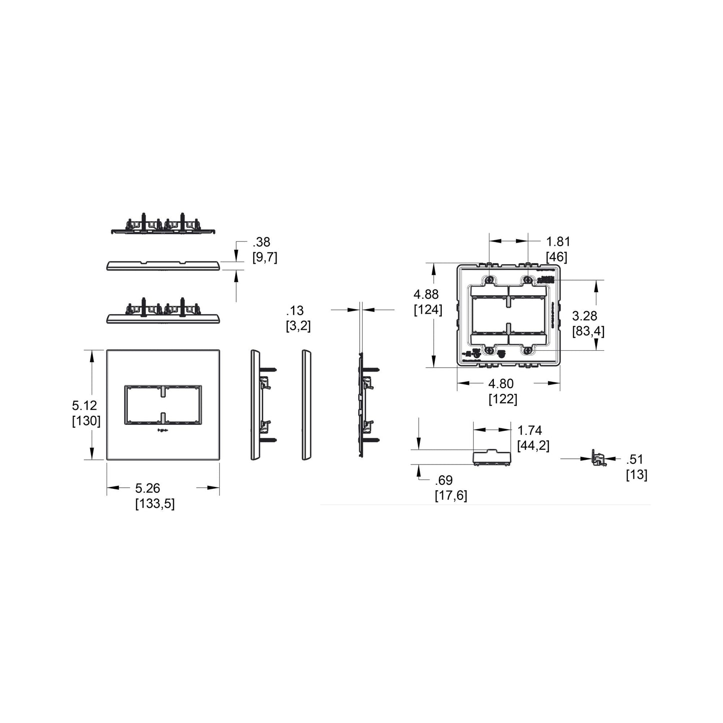 adorne® Plastics Wall Plate - line drawing.