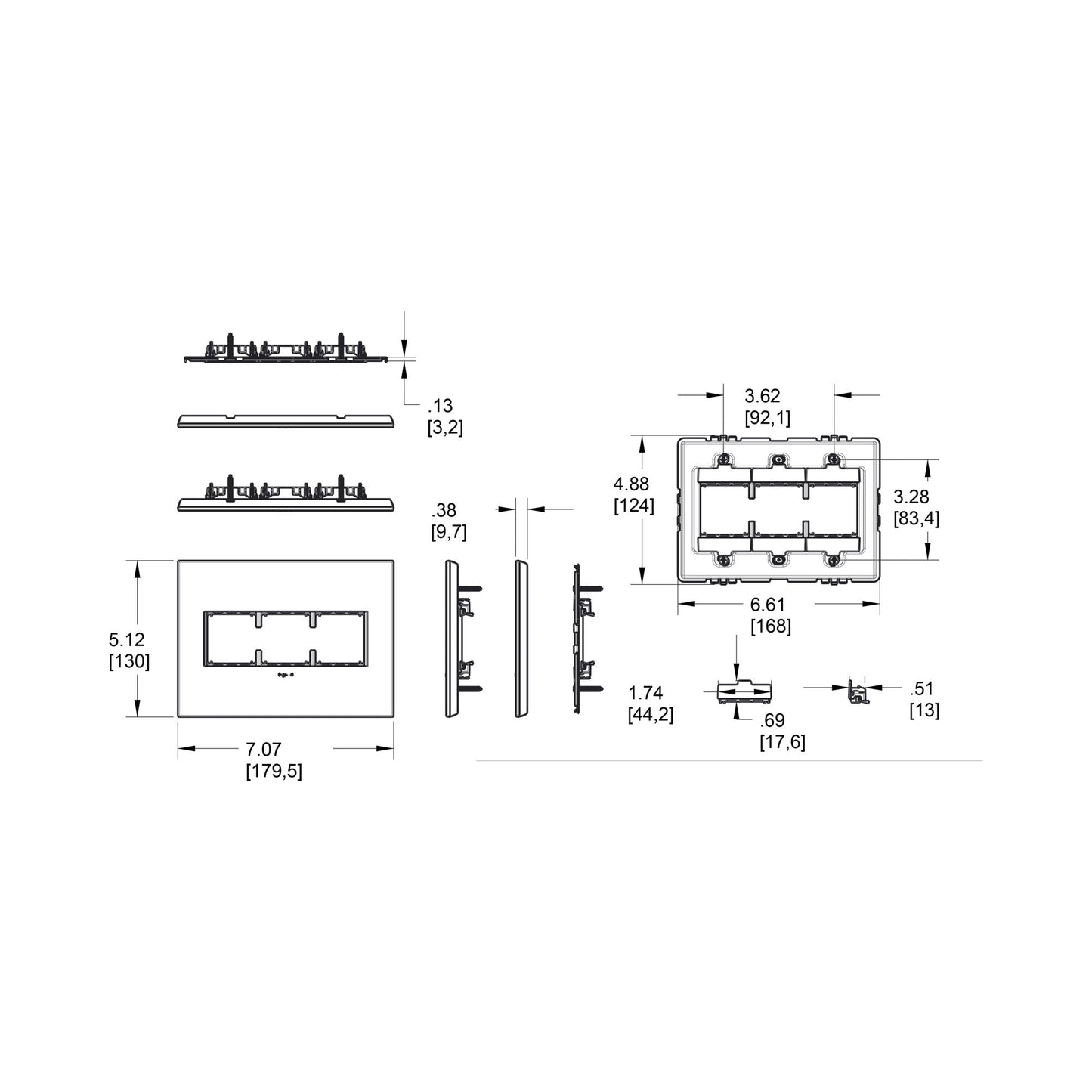 adorne® Plastics Wall Plate - line drawing.