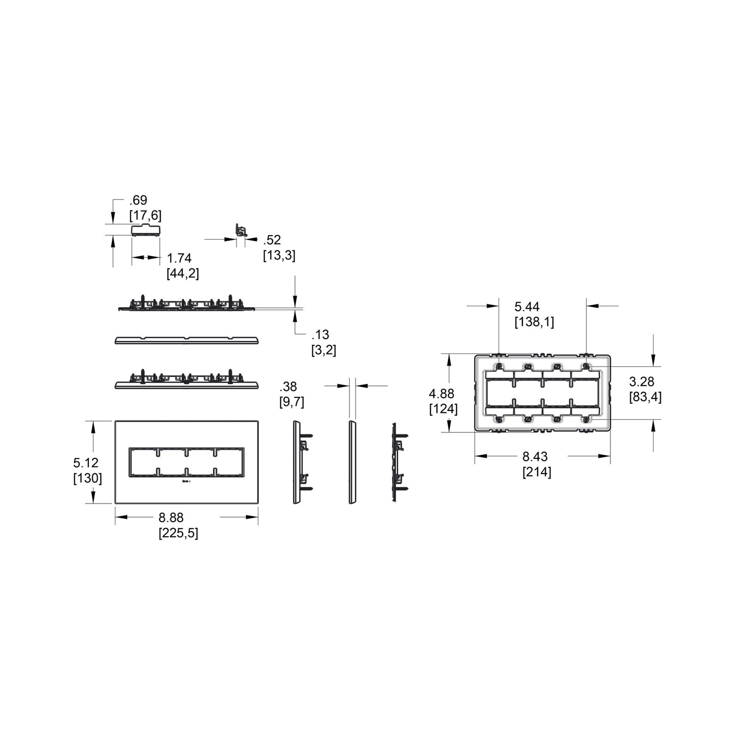 adorne® Plastics Wall Plate - line drawing.