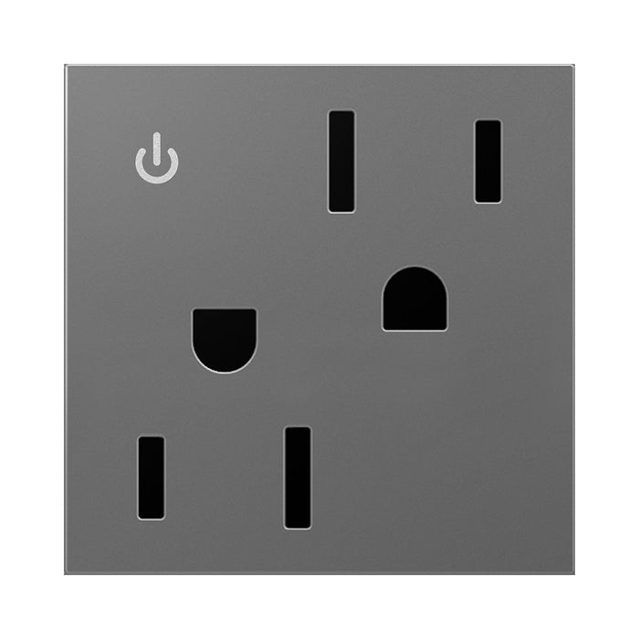 adorne® Tamper-Resistant Dual Controlled Outlet in Magnesium (15A).