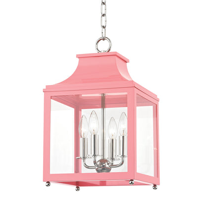 Leigh Pendant Light in Polished Nickel / Pink (Small).