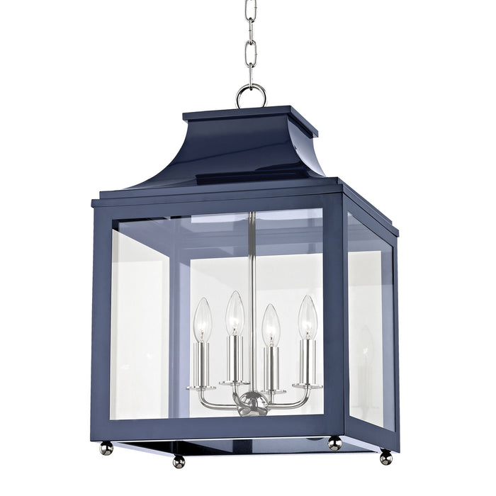 Leigh Pendant Light in Polished Nickel / Navy (Large).