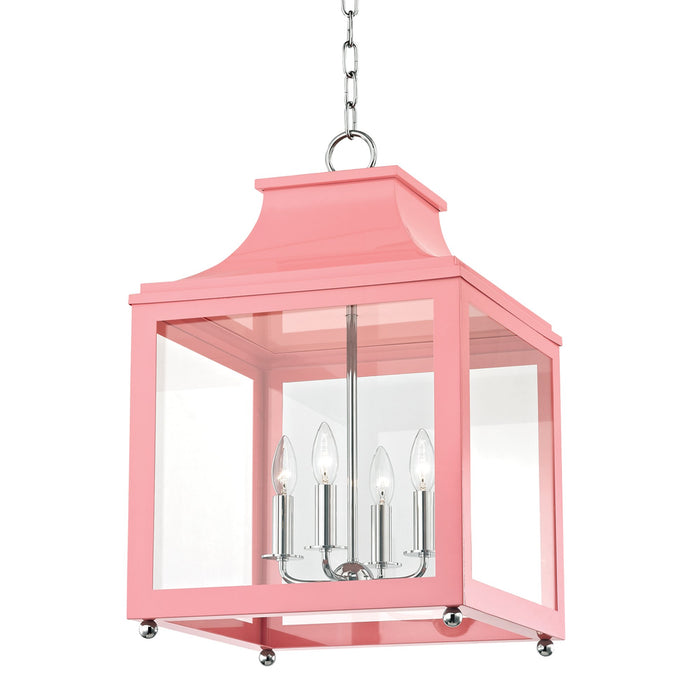 Leigh Pendant Light in Polished Nickel / Pink (Large).