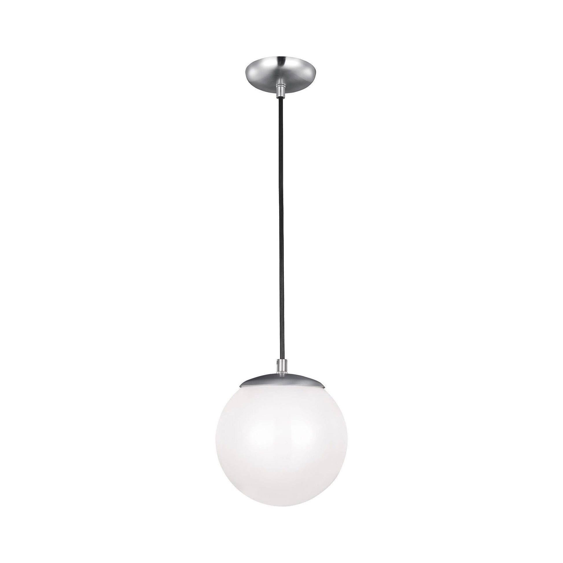 Leo Pendant Light in 8"/Incandescent/Satin Aluminum / Smooth White.