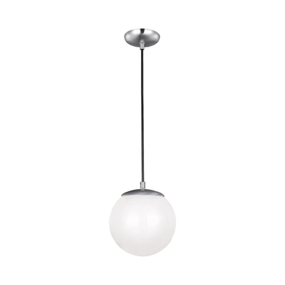 Leo Pendant Light in 8"/Incandescent/Satin Aluminum / Smooth White.