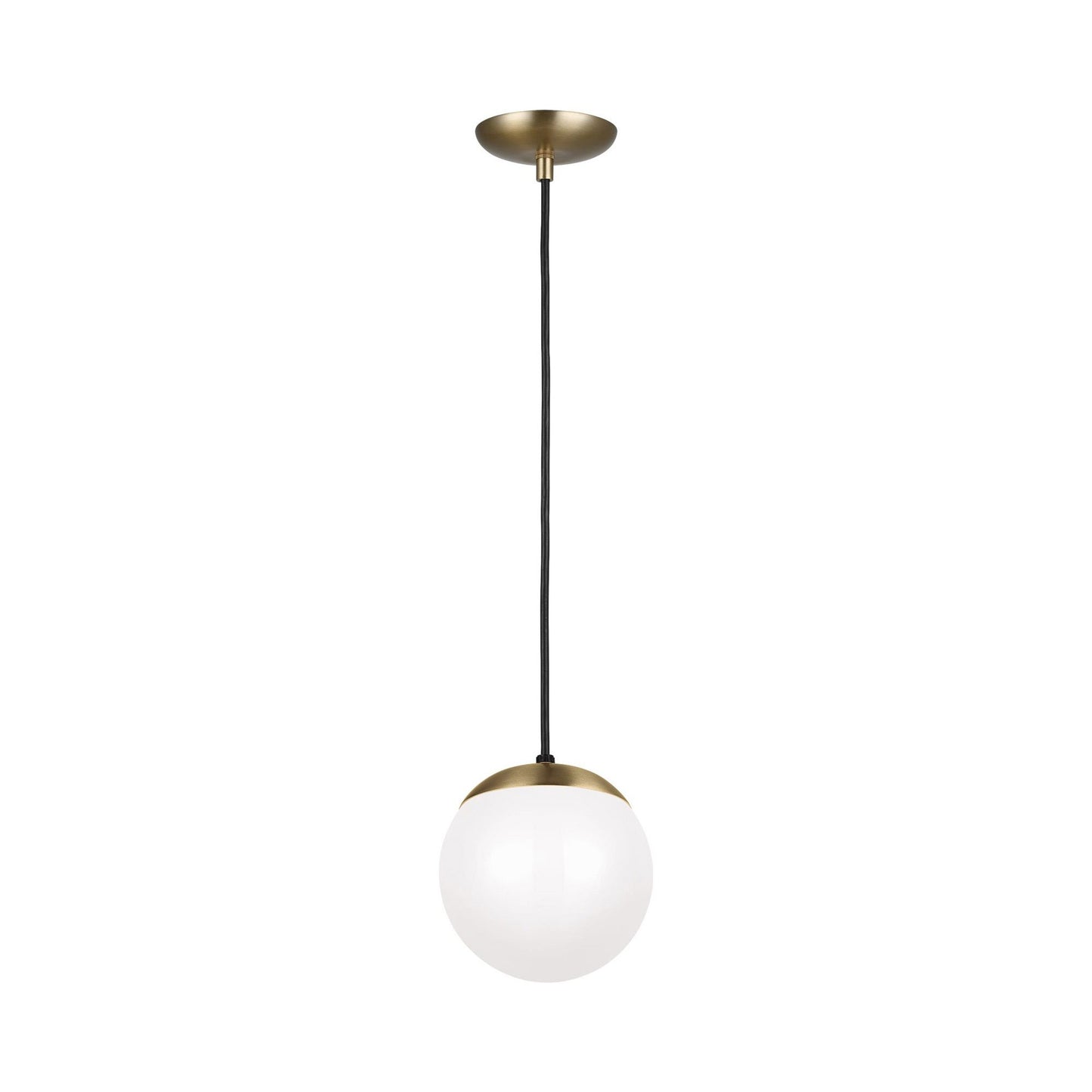 Leo Pendant Light in 8"/Incandescent/Satin Brass / Smooth White.