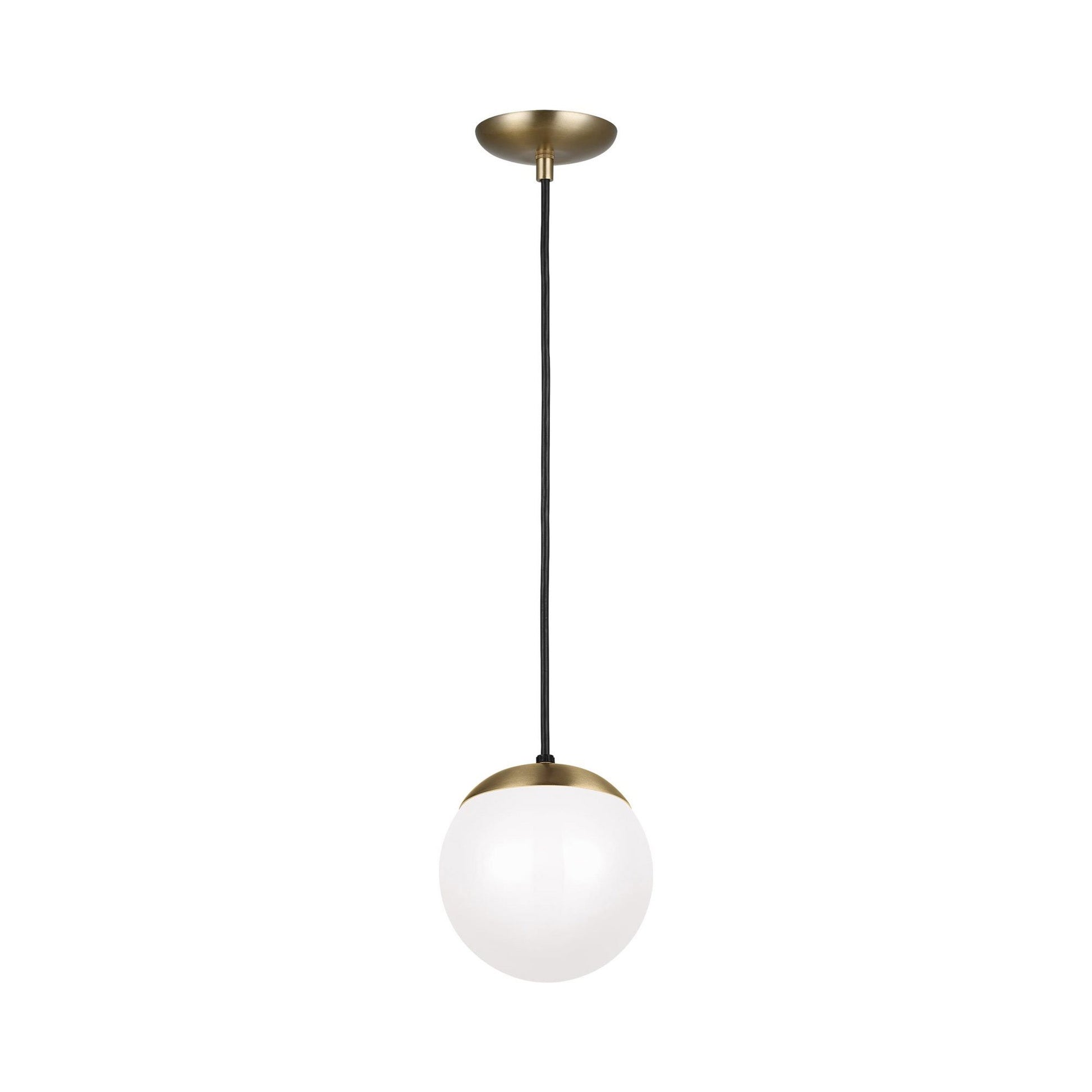 Leo Pendant Light in Satin Brass/White (8-Inch/Bulb Not Included & LED Bulb Included).