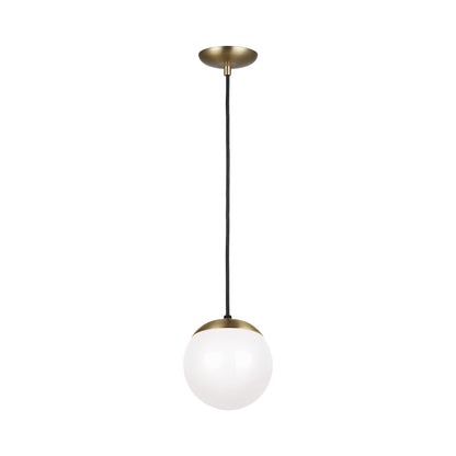 Leo Pendant Light in 8"/Incandescent/Satin Brass / Smooth White.