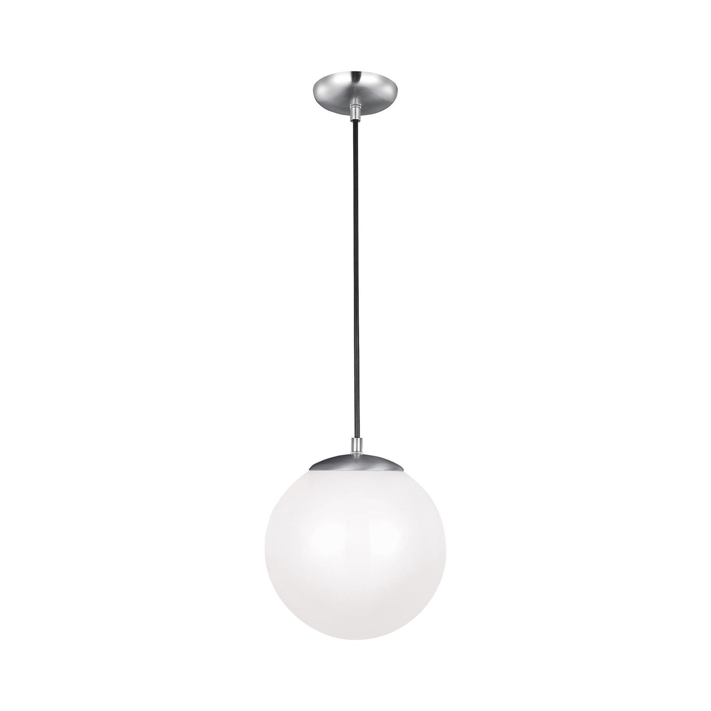 Leo Pendant Light in 10"/Incandescent/Satin Aluminum / Smooth White.