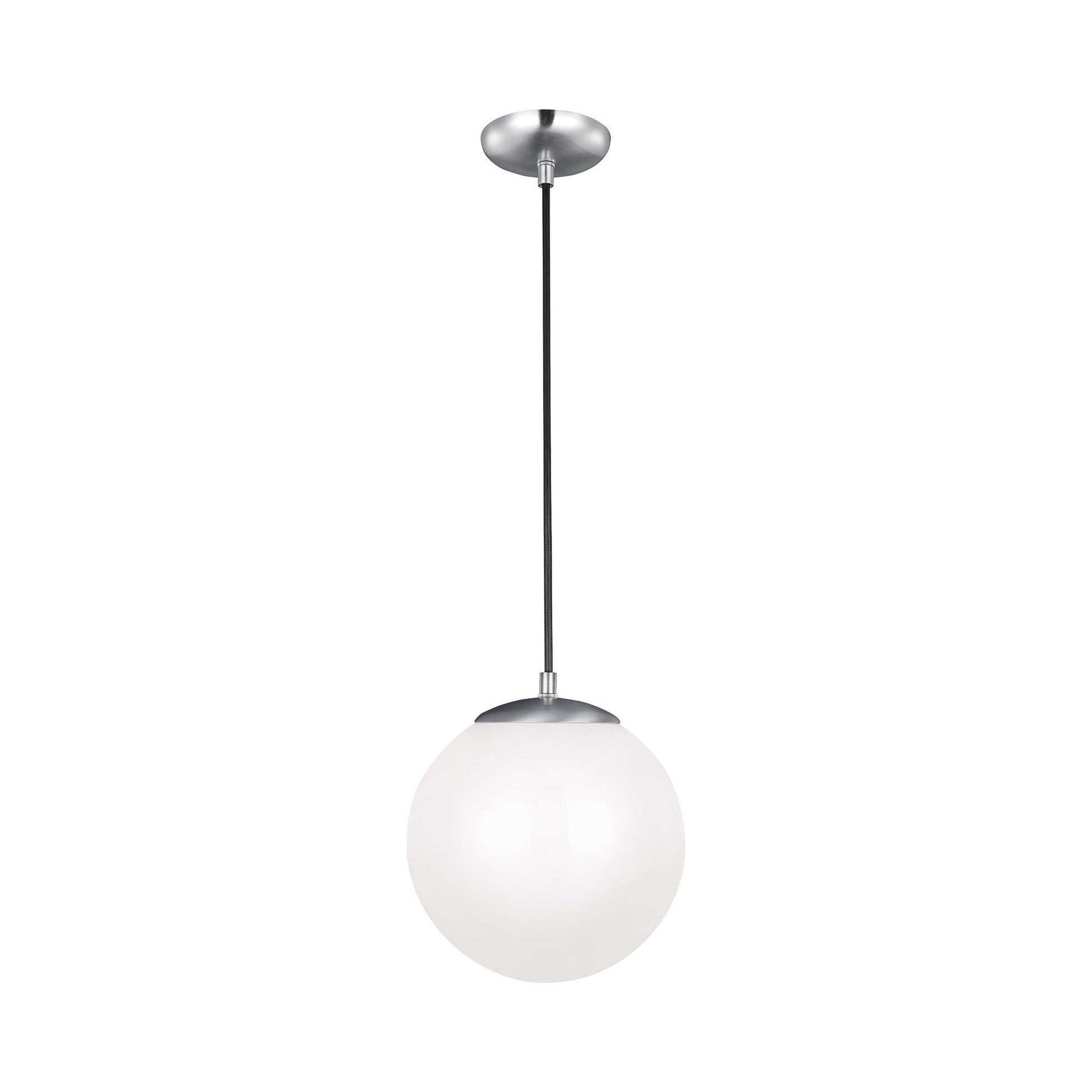Leo Pendant Light in Satin Aluminum/White (10-Inch/Bulb Not Included & LED Bulb Included).