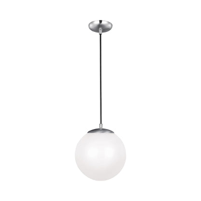 Leo Pendant Light in 10"/Incandescent/Satin Aluminum / Smooth White.