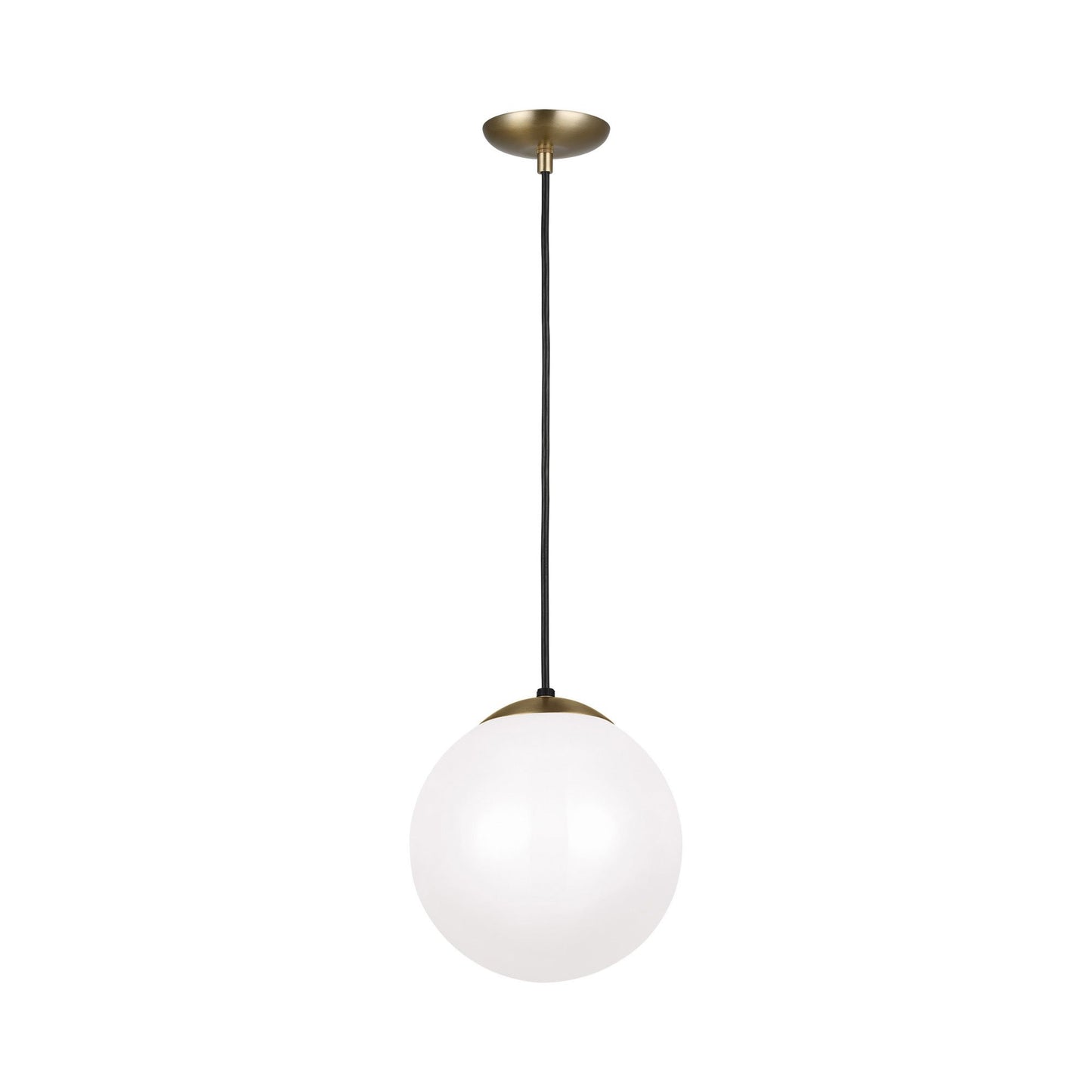 Leo Pendant Light in 10"/Incandescent/Satin Brass / Smooth White.