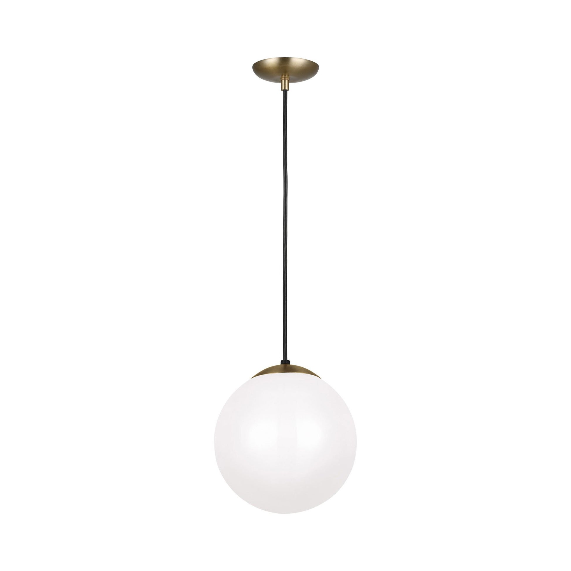 Leo Pendant Light in Satin Brass/White (10-Inch/Bulb Not Included & LED Bulb Included).