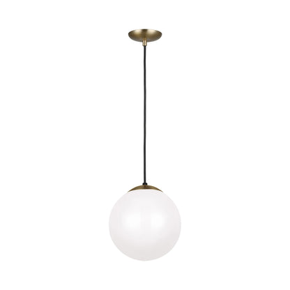 Leo Pendant Light in 10"/Incandescent/Satin Brass / Smooth White.