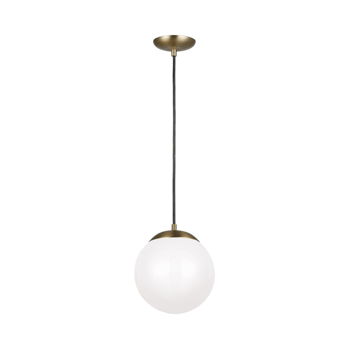 Leo Pendant Light in 10"/Integrated LED/Satin Brass / Smooth White.