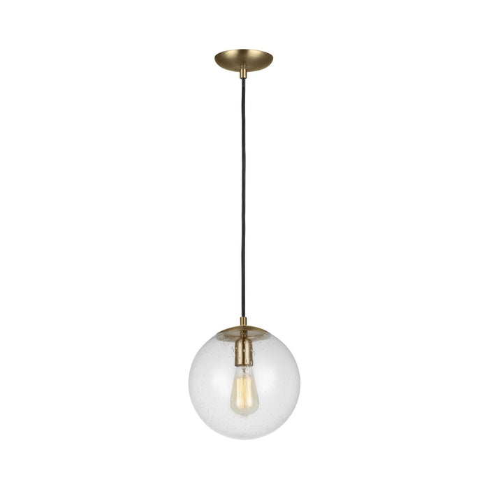 Leo Pendant Light in 10"/Incandescent/Satin Brass / Clear Seeded.