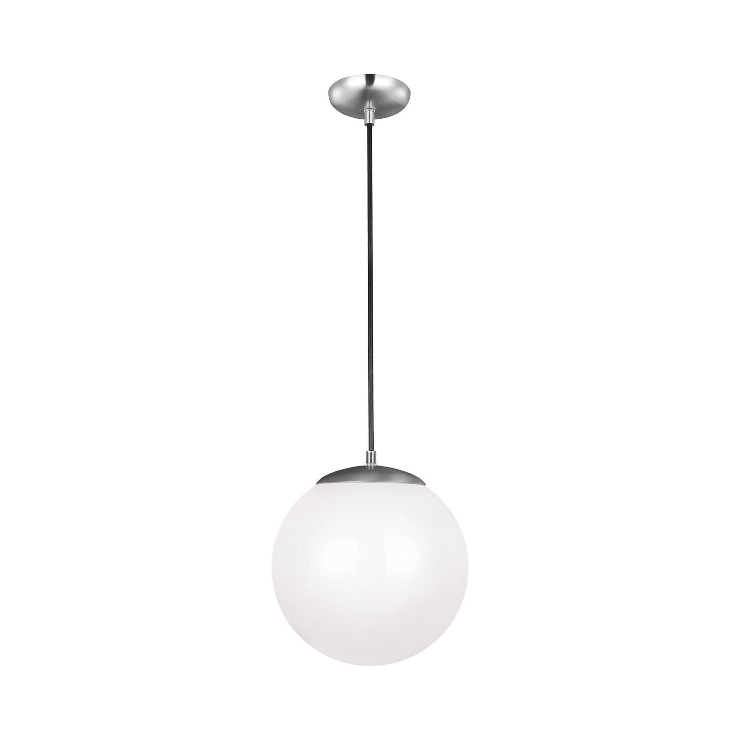 Leo Pendant Light in 12"/Incandescent/Satin Aluminum / Smooth White.