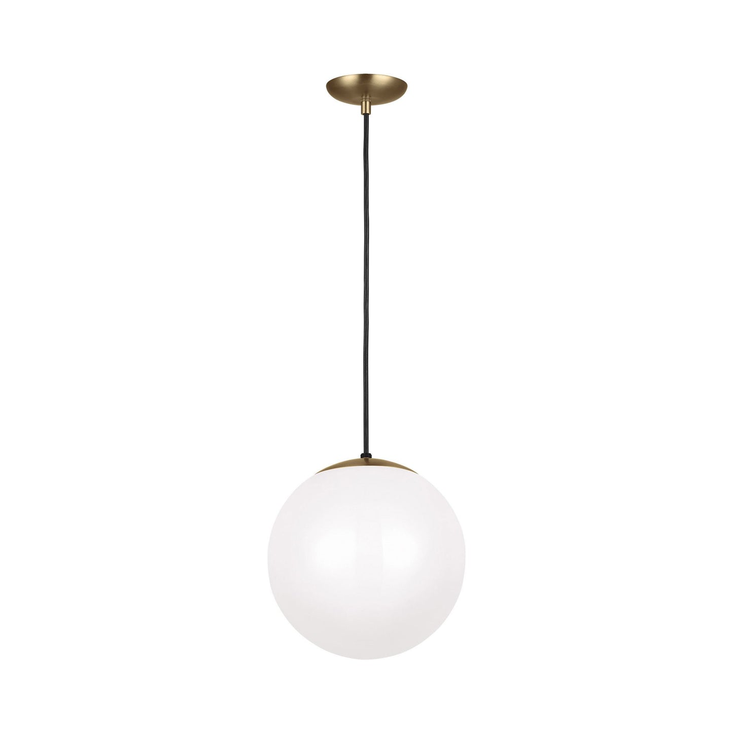 Leo Pendant Light in 12"/Incandescent/Satin Brass / Smooth White.