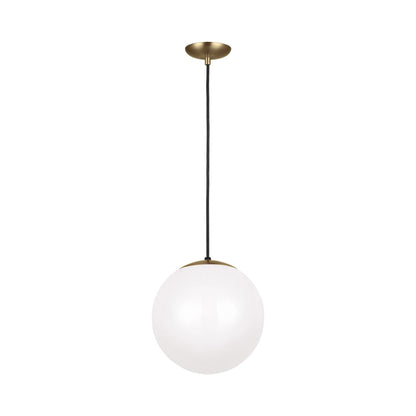 Leo Pendant Light in 12"/Incandescent/Satin Brass / Smooth White.