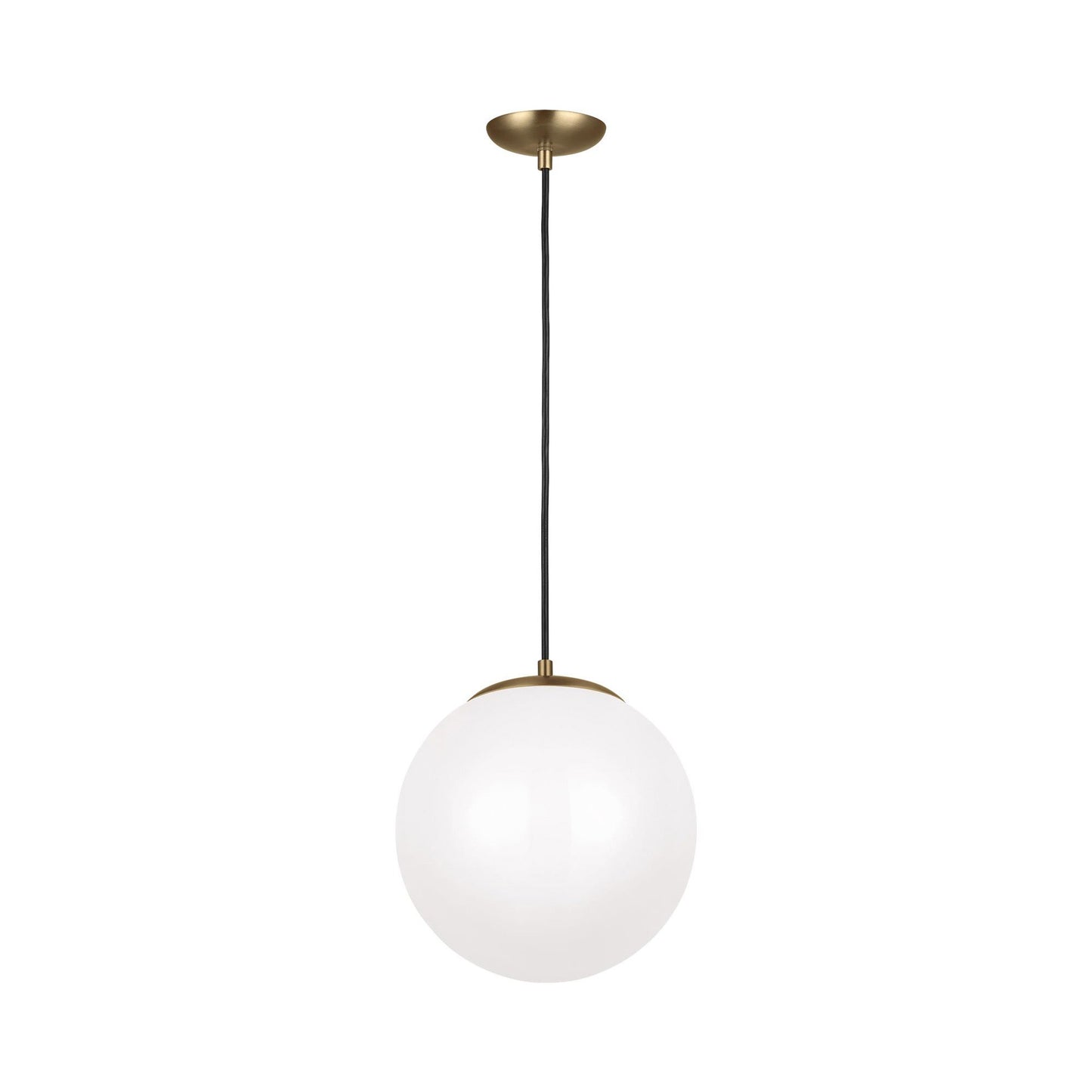 Leo Pendant Light in 12"/Integrated LED/Satin Brass / Smooth White.