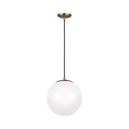 Leo Pendant Light in 12"/Integrated LED/Satin Brass / Smooth White.