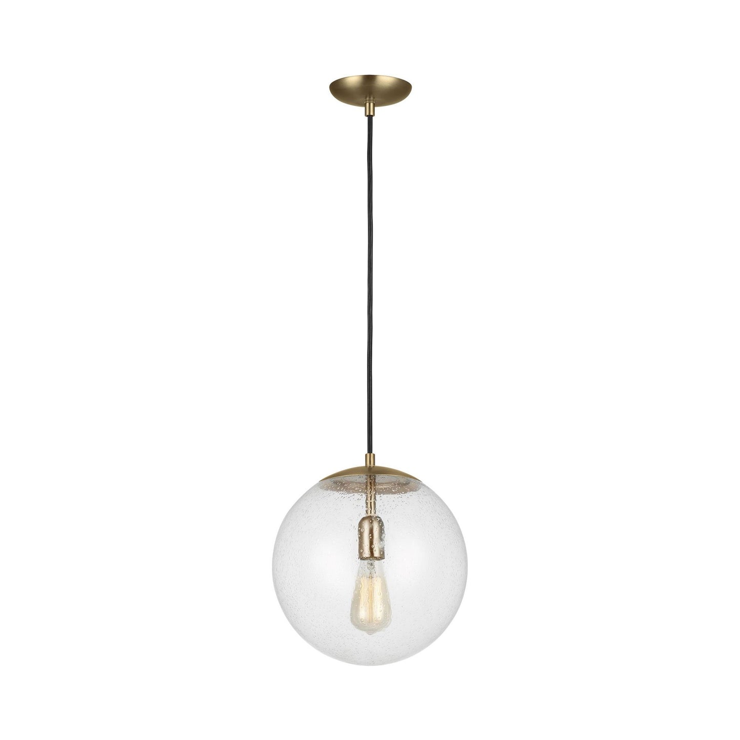 Leo Pendant Light in 12"/Incandescent/Satin Brass / Clear Seeded.