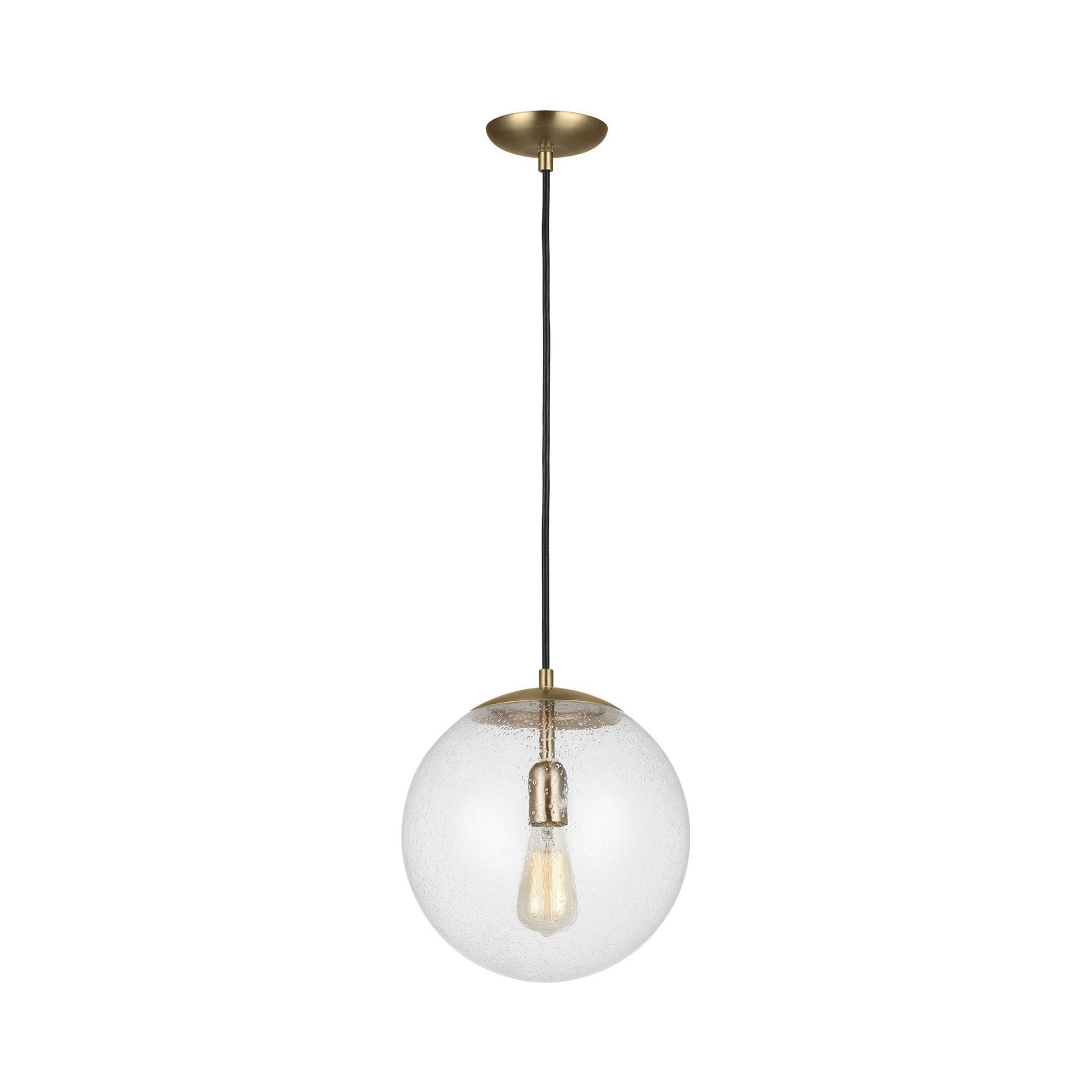 Leo Pendant Light in Satin Brass/Clear Seeded (12-Inch/Bulb Not Included).