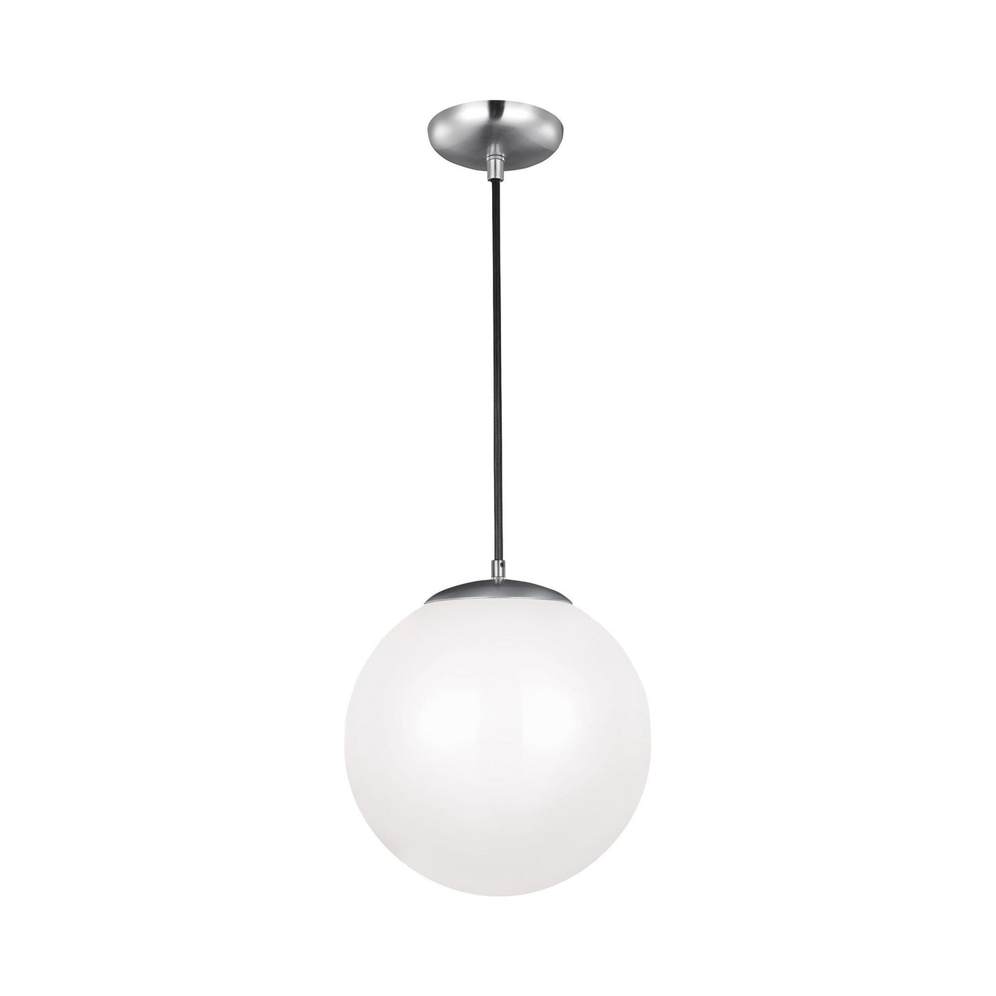 Leo Pendant Light in 14"/Incandescent/Satin Aluminum / Smooth White.