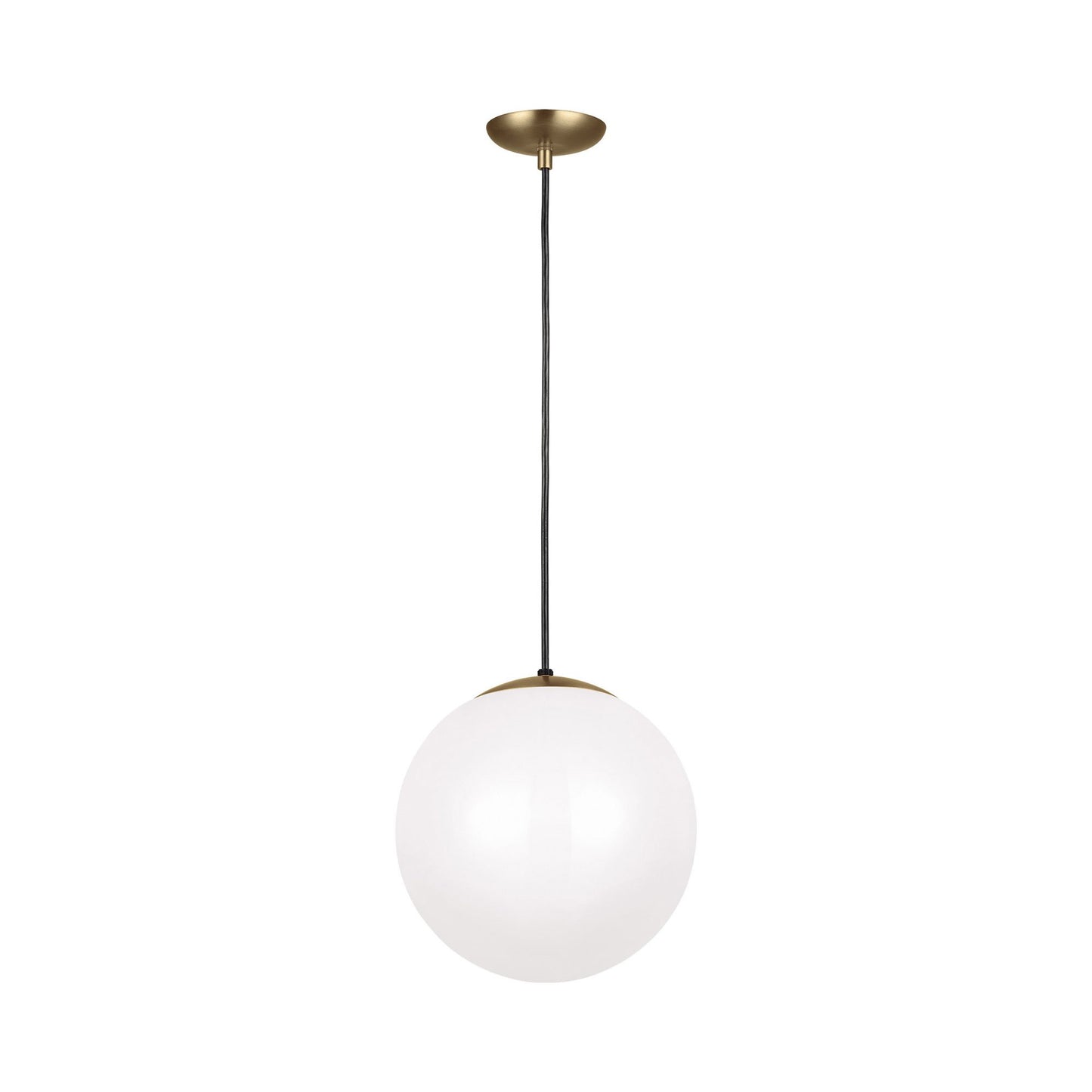 Leo Pendant Light in 14"/Incandescent/Satin Brass / Smooth White.