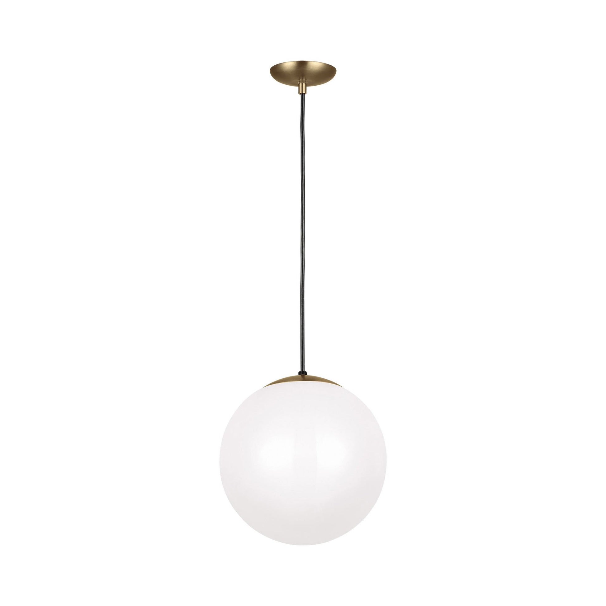Leo Pendant Light in Satin Brass/White (14-Inch/Bulb Not Included & LED Bulb Included).