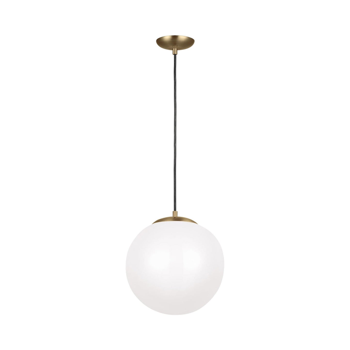 Leo Pendant Light in 14"/Integrated LED/Satin Brass / Smooth White.