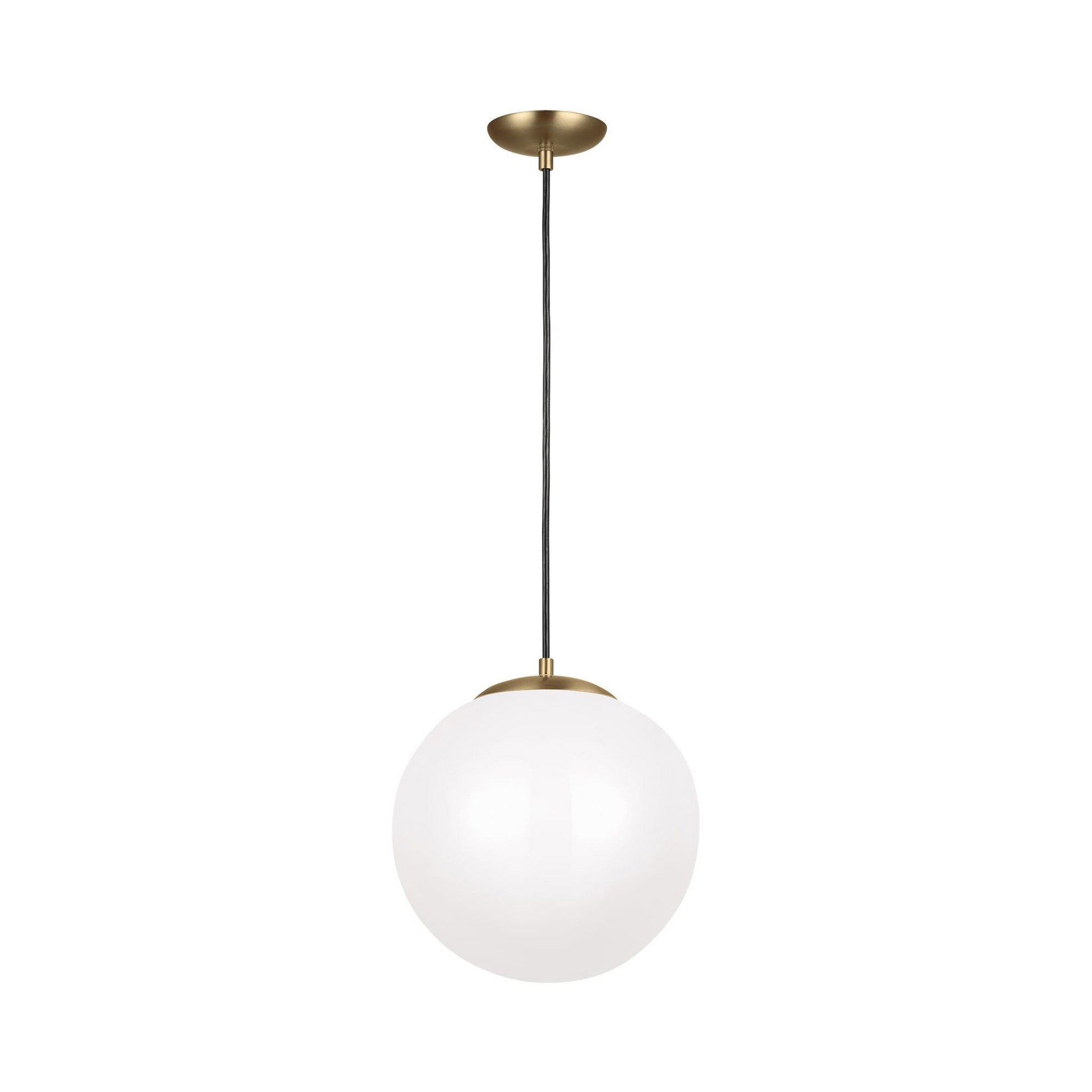 Leo Pendant Light in Satin Brass/White (14-Inch/Integrated LED).