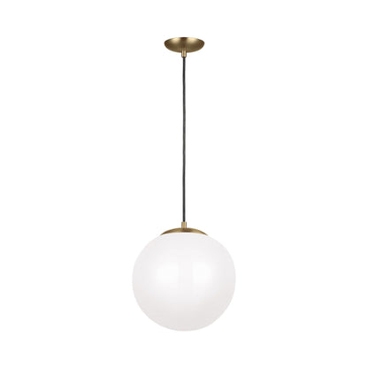 Leo Pendant Light in 14"/Integrated LED/Satin Brass / Smooth White.