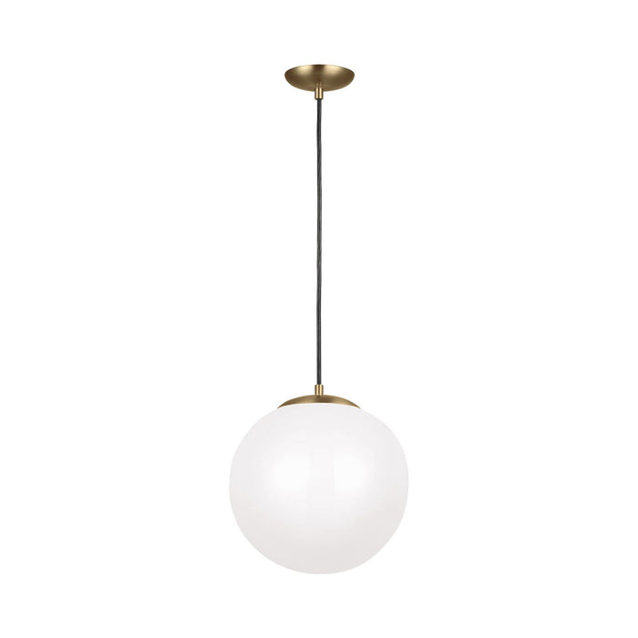 Leo Pendant Light in 14"/Integrated LED/Satin Brass / Smooth White.