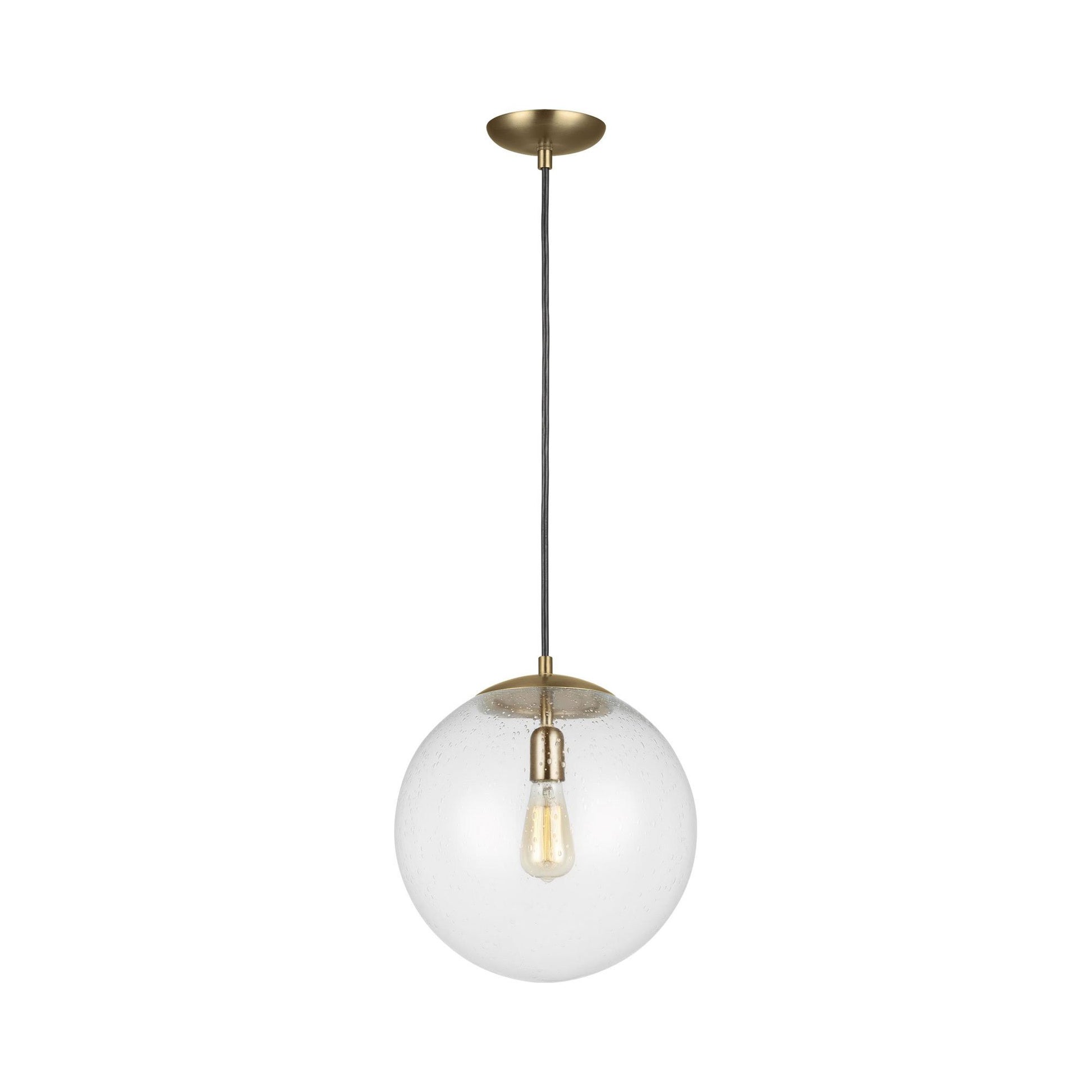 Leo Pendant Light in Satin Brass/Clear Seeded (14-Inch/Bulb Not Included).
