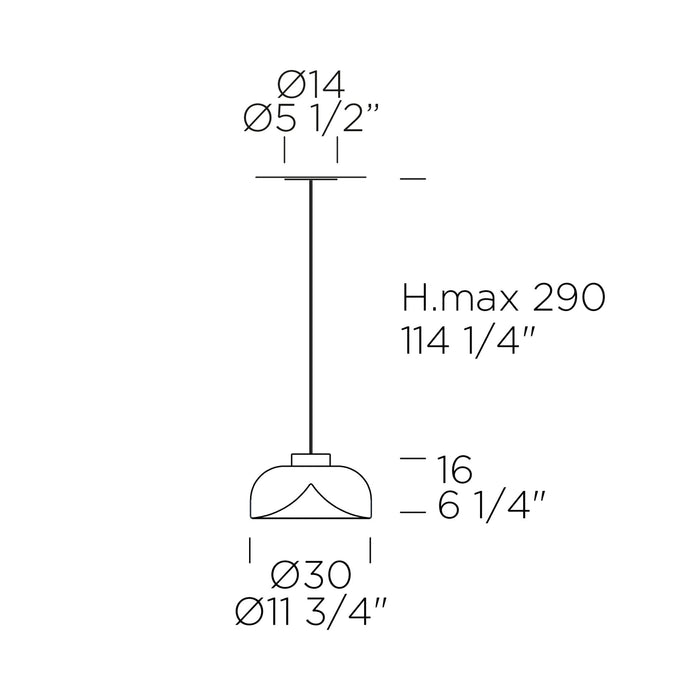 Aella Mini S LED Pendant Light - line drawing.