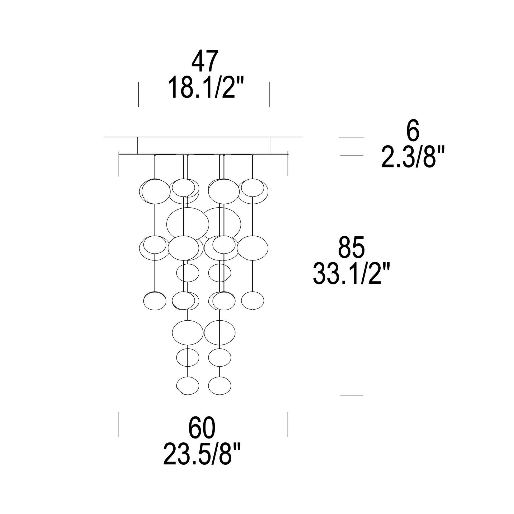 Ether S Multi Light Pendant Light - line drawing.