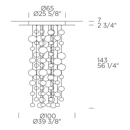 Ether S Multi Light Pendant Light - line drawing.