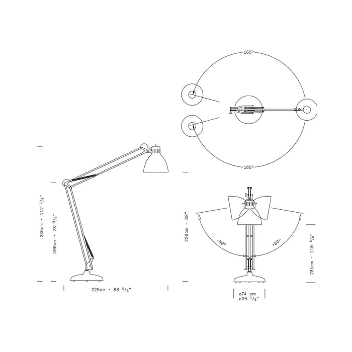 JJ Great LED Outdoor Floor Lamp - line drawing.