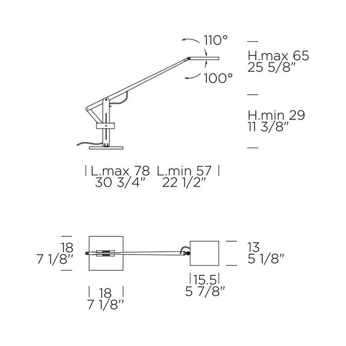 Leva LED Table Lamp - line drawing.