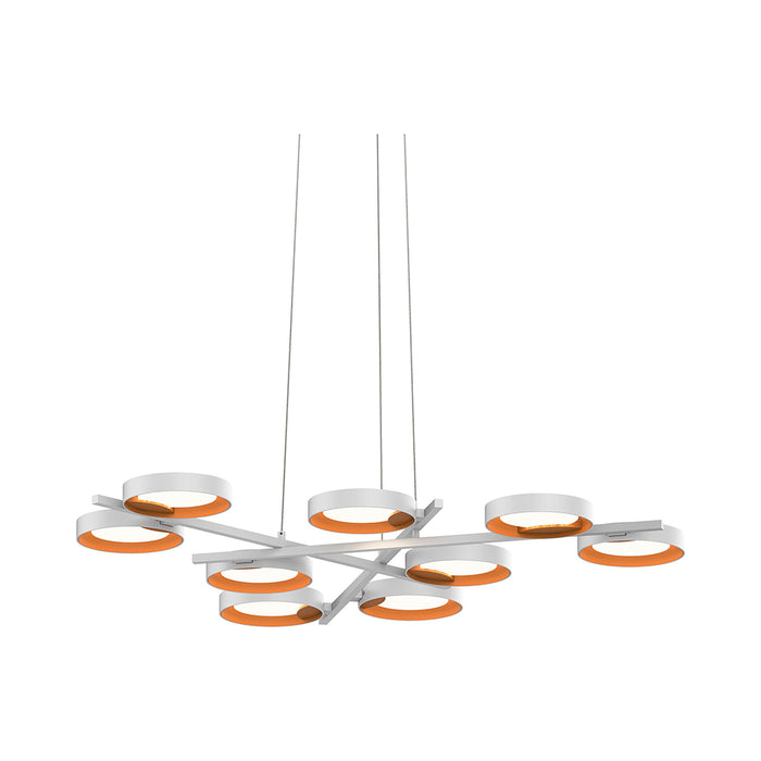 Light Guide Ring 9-Light LED Pendant Light in Satin White with Apricot Interior.
