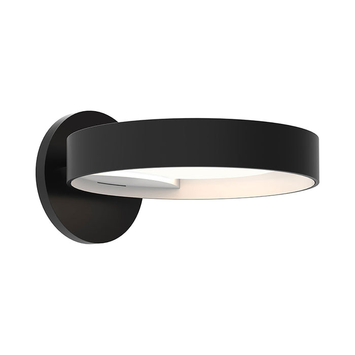 Light Guide Ring LED Wall Light in Satin Black with White Interior/Single Ring.