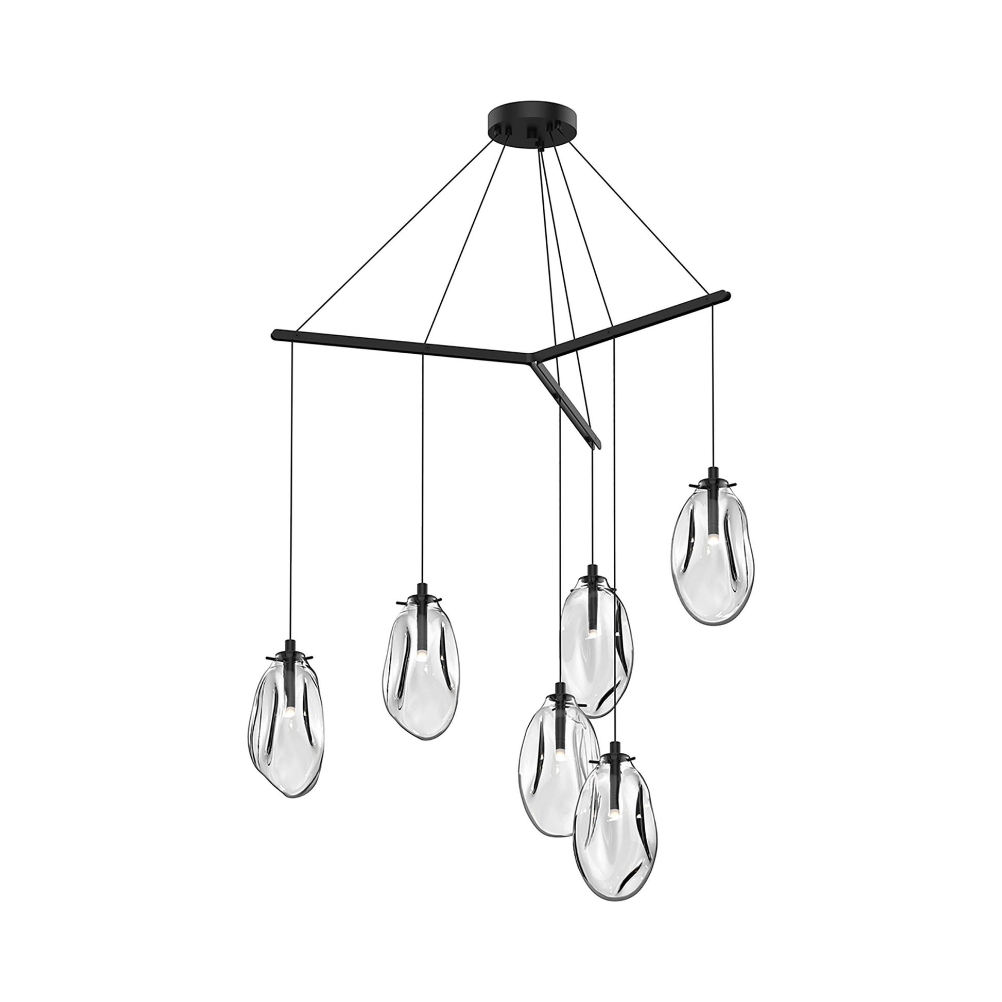 Liquid Tri-Spreader LED Pendant Light in Clear (6-Light).