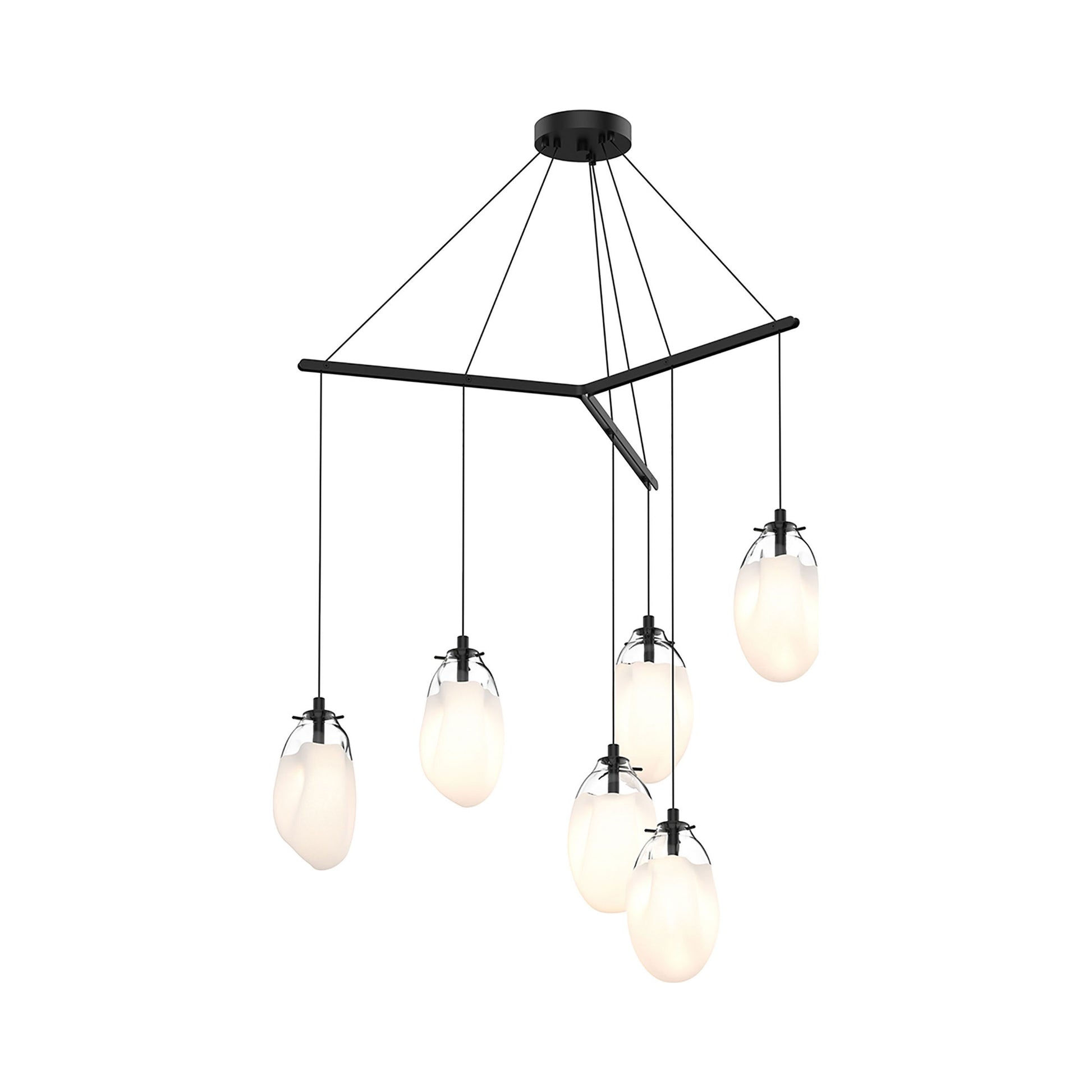 Liquid Tri-Spreader LED Pendant Light in Clear & White (6-Light).