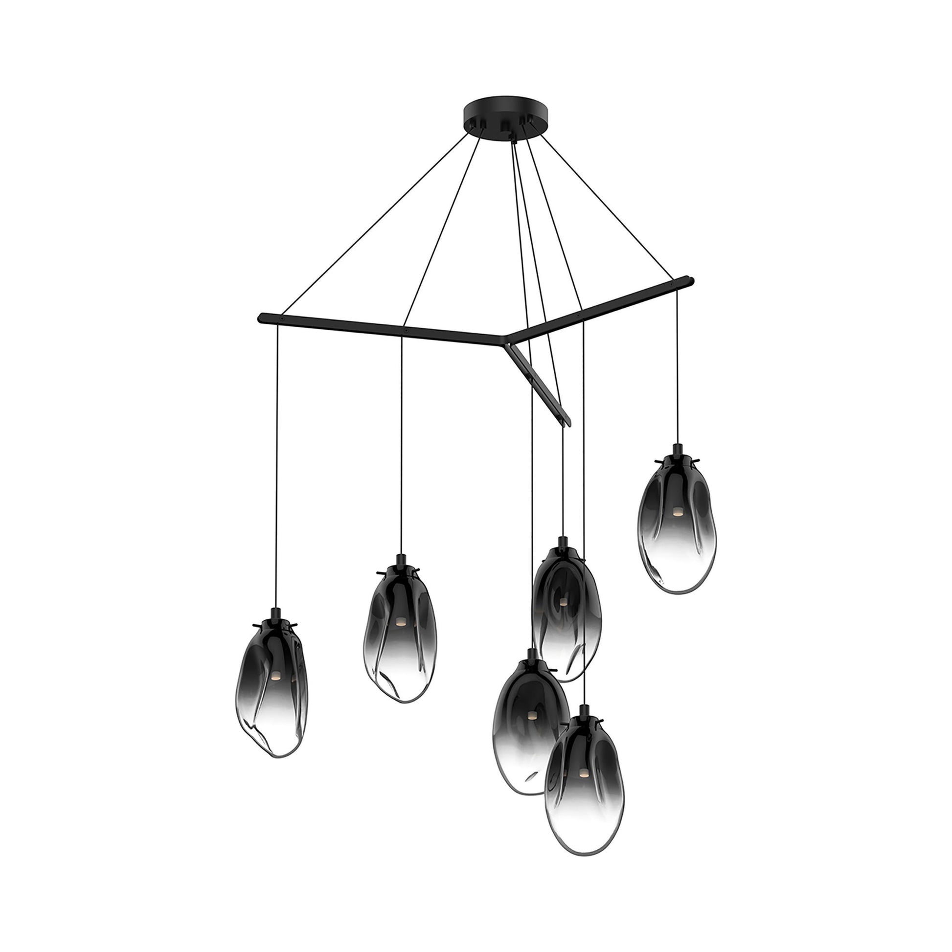 Liquid Tri-Spreader LED Pendant Light in Smoke Fade (6-Light).