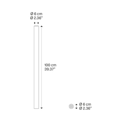 A-Tube LED Semi Flush Ceiling Light - line drawing.