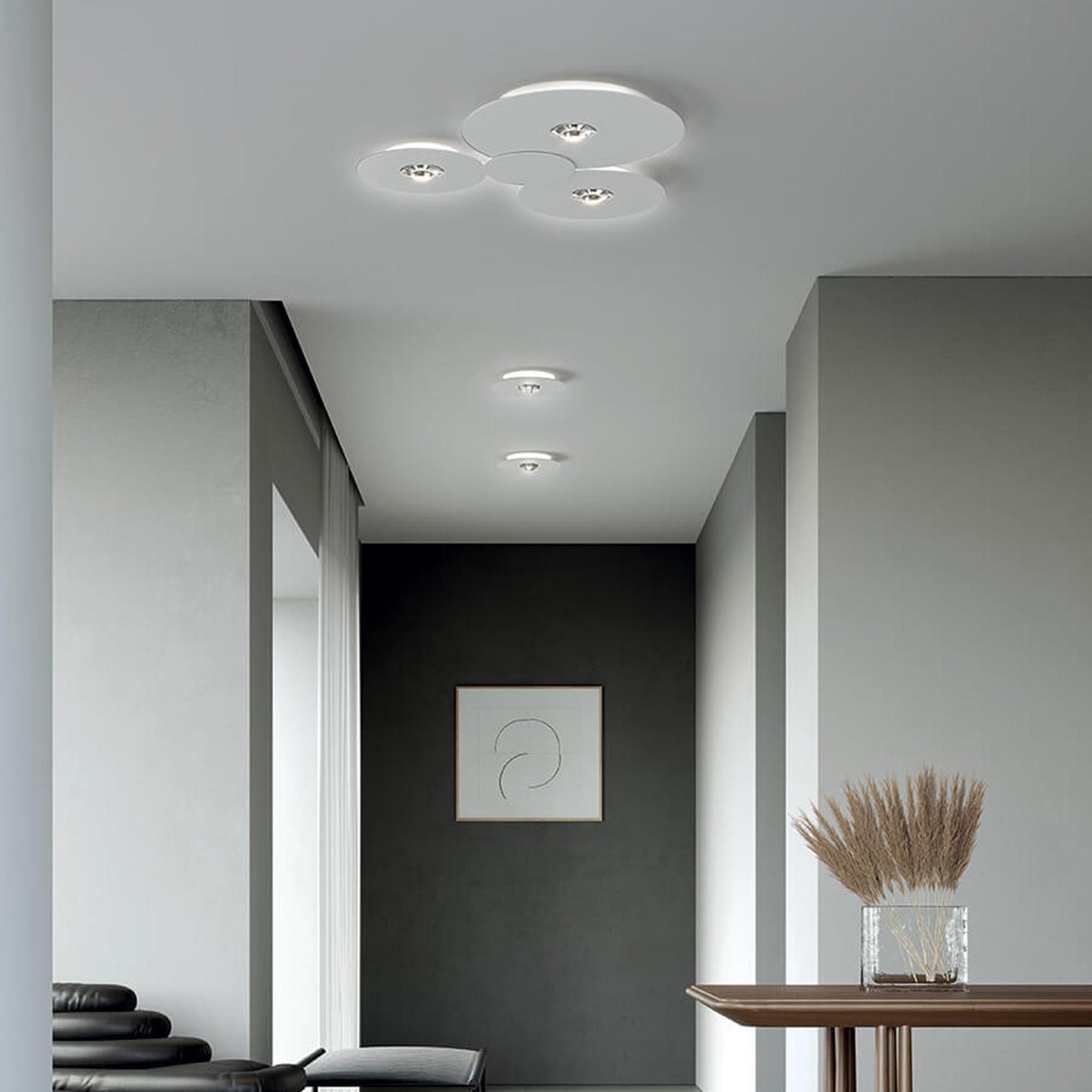 Bugia LED Flush Mount Ceiling Light in hallway.