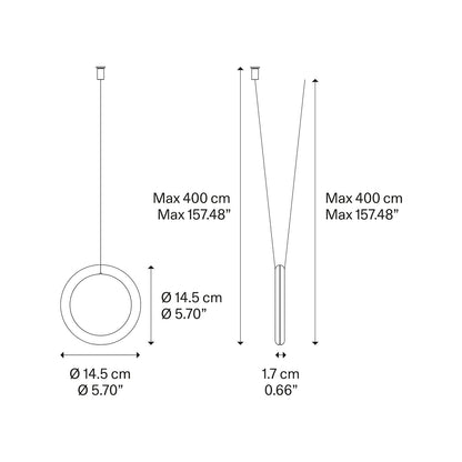 Ivy V LED Pendant Light - line drawing.