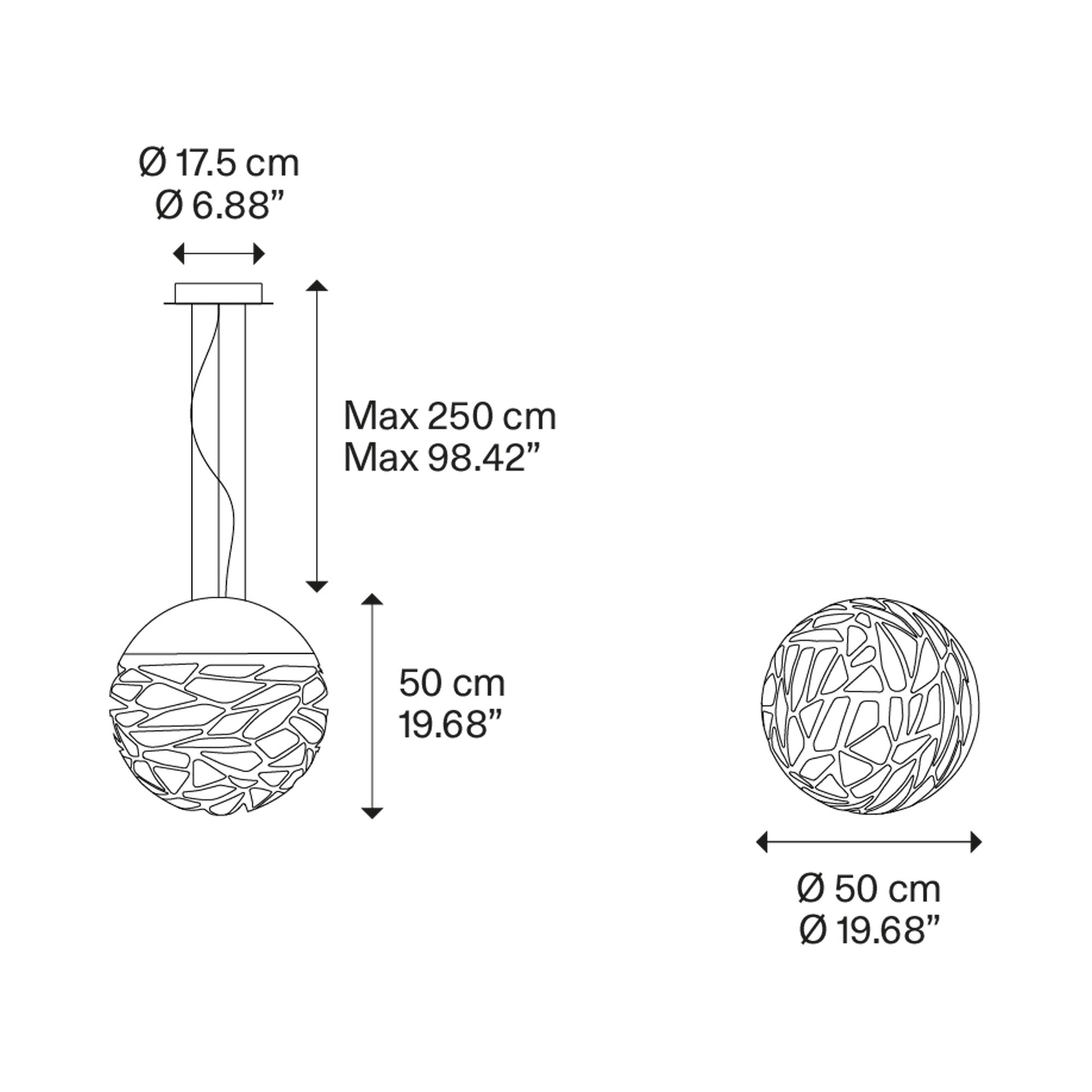 Kelly LED Pendant Light - line drawing.